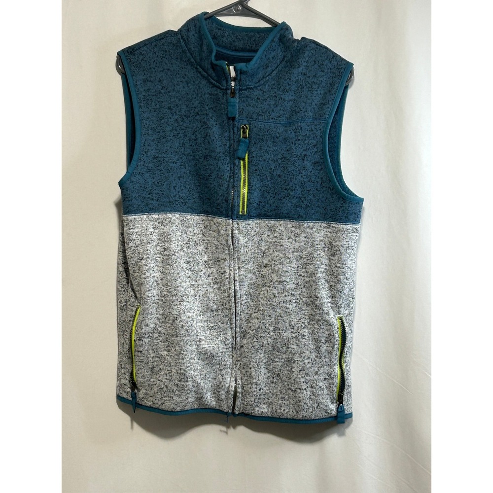 Cat &‎ Jack Boys Vest XL (16) Husky Full Zip Sleeveless Teal Gray